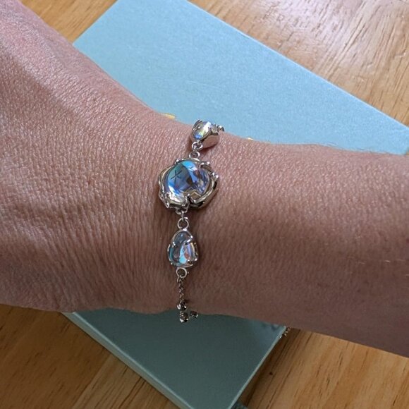 Neiman Marcus Cicy Bell Platinum Plated Moonstone Link Bracelet - Picture 4 of 4